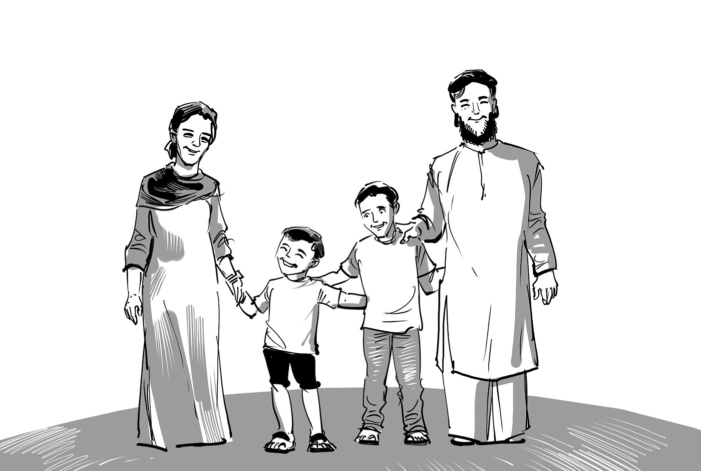 An illustration of a happy family